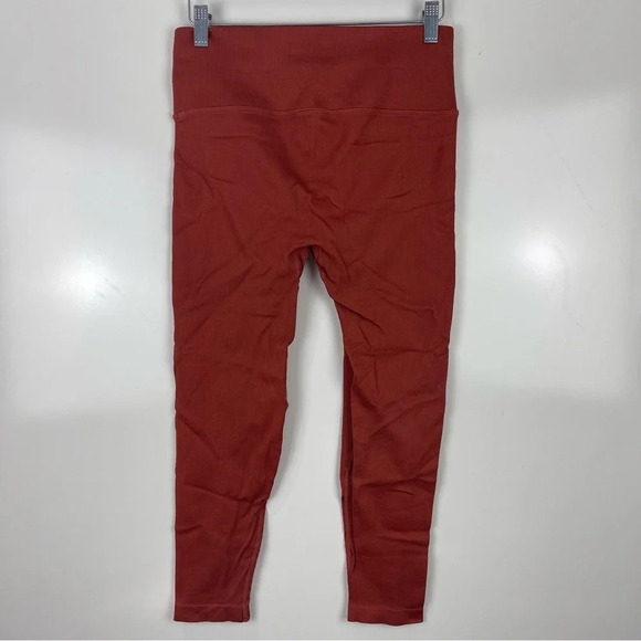 Victoria's Secret Sport Orange Mid Rise Ribbed Work Out Leggings Size Large - Picture 4 of 7